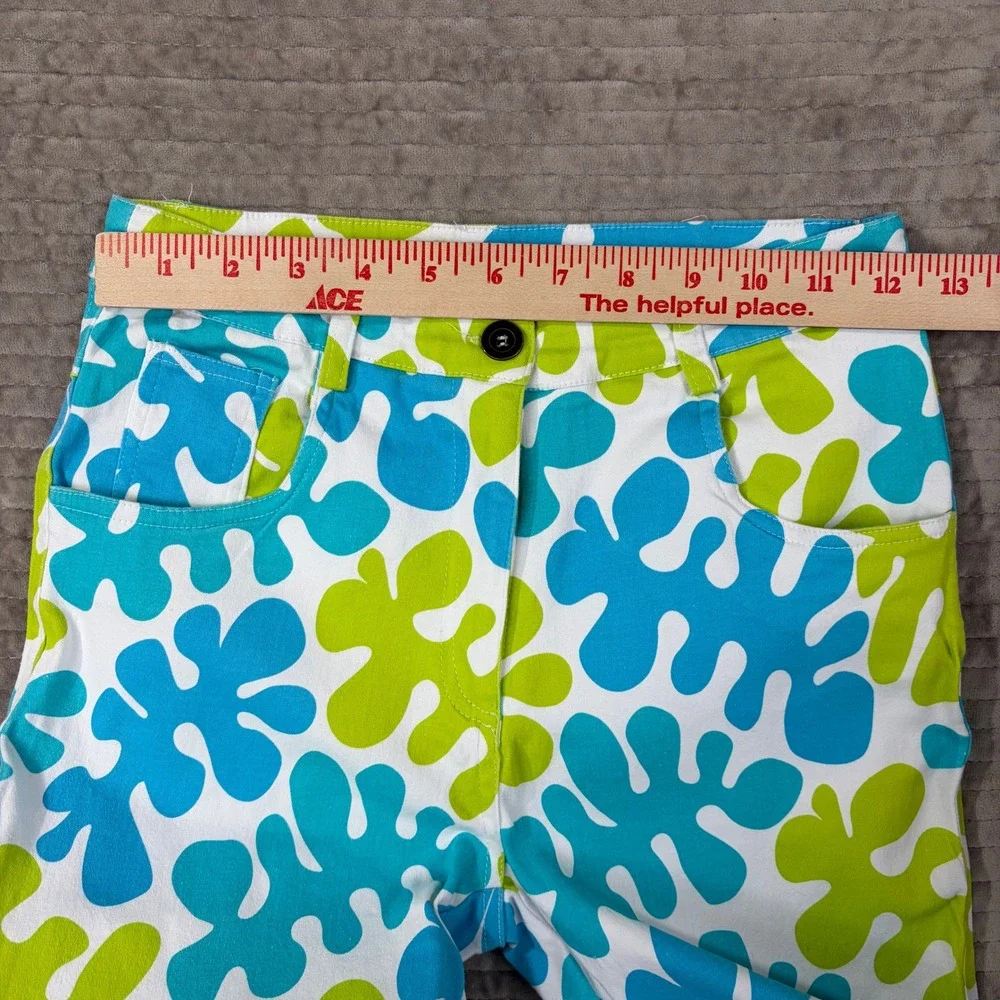 Gretchen Scott Pants‎ XS White Blue Green Abstract Floral Print Cropped Leg - Picture 5 of 10